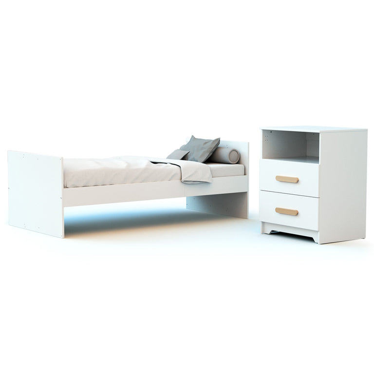 Lit évolutif 60x120 en 90x190 et commode à langer AT4 Gavroche Blanc et hêtre - vue 4