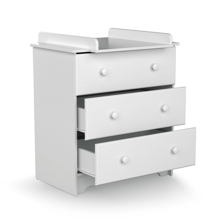 Commode 3 tiroirs avec plan à langer AT4 Marelle Blanc - vue 2