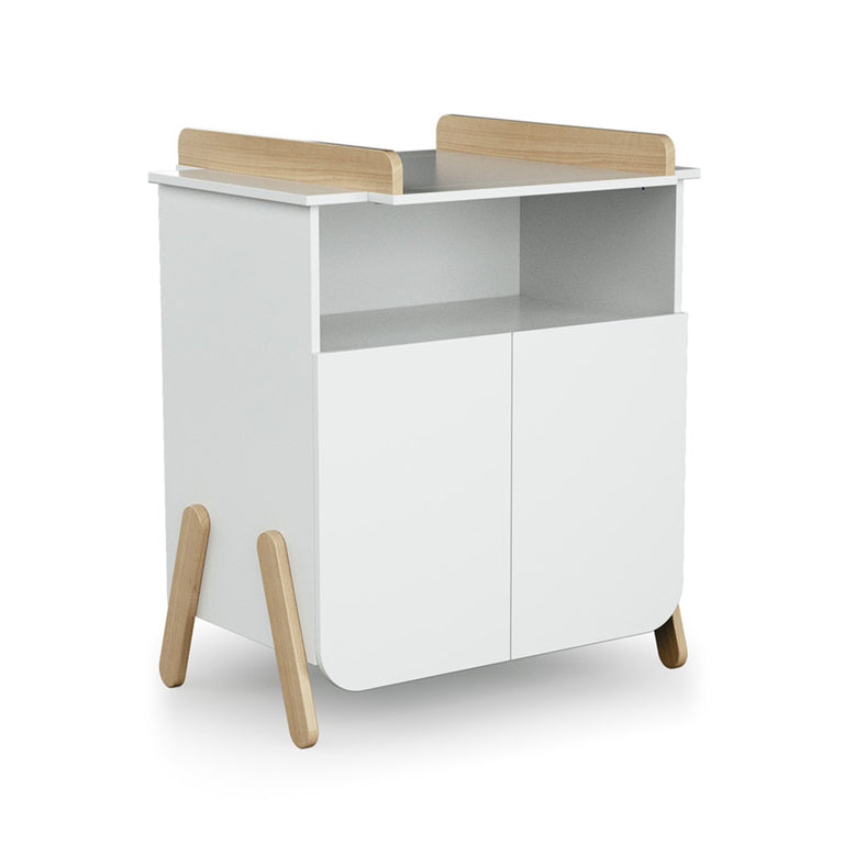 Commode 2 portes avec plan à langer AT4 Pirate Blanc et hêtre - vue 2