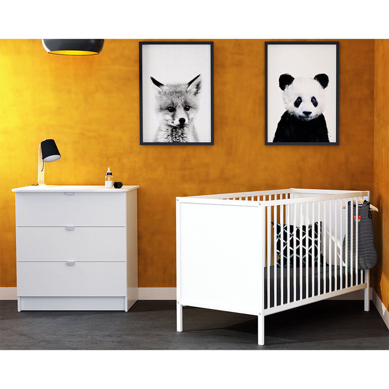 Lit bébé 60x120 et commode 3 tiroirs avec plan à langer AT4 Webaby Renard - vue 5