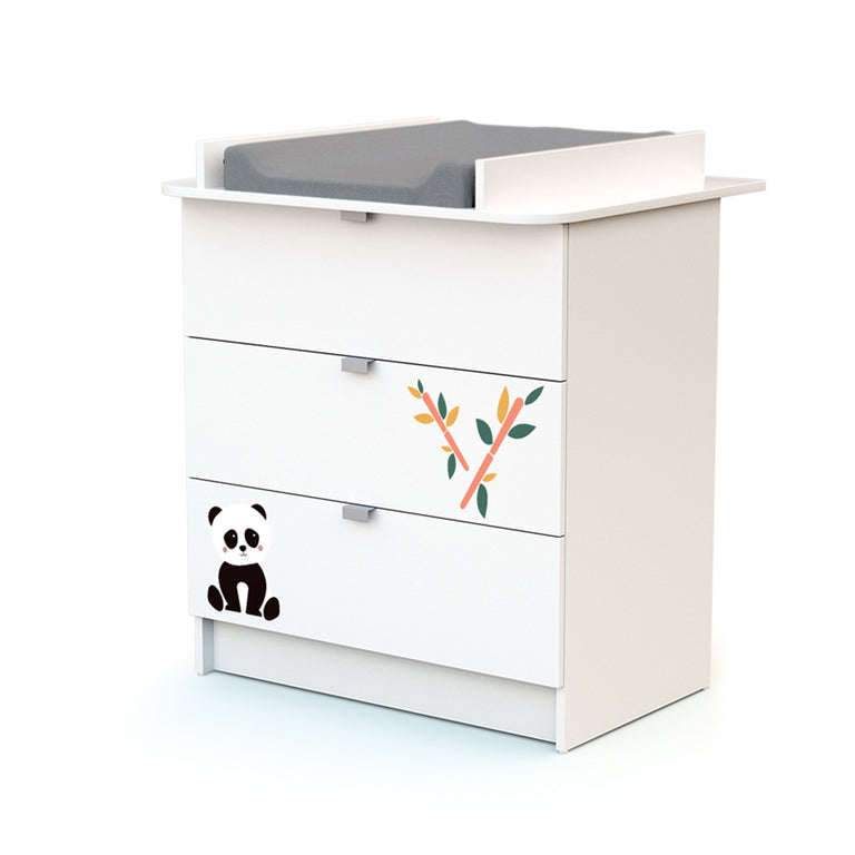 Lit bébé 60x120 et commode 3 tiroirs avec plan à langer AT4 Webaby Panda - vue 3