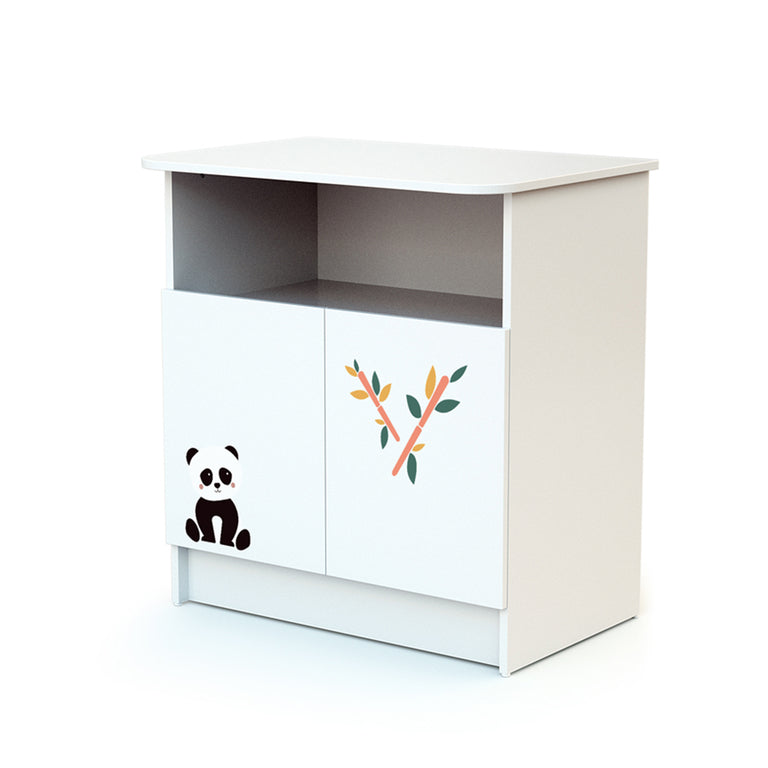 Lit bébé 60x120 et commode 2 portes avec plan à langer AT4 Webaby Panda - vue 4