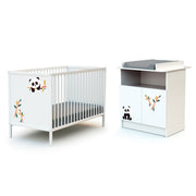 Lit bébé 60x120 et commode 2 portes avec plan à langer AT4 Webaby Panda