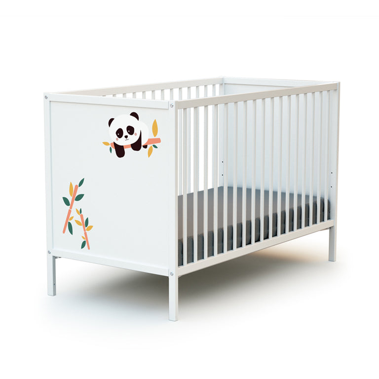 Lit bébé 60x120 et commode 2 portes avec plan à langer AT4 Webaby Panda - vue 2