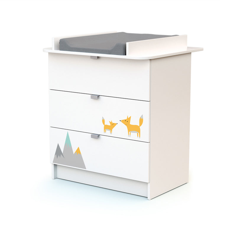 Lit bébé 60x120 et commode 3 tiroirs avec plan à langer AT4 Webaby Renard - vue 3