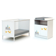 Lit bébé 60x120 et commode 2 portes avec plan à langer AT4 Webaby Renard