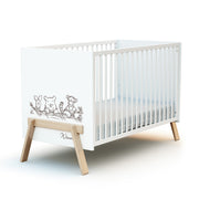 Lit bébé 60x120 AT4 Winnie Disney Blanc et hêtre