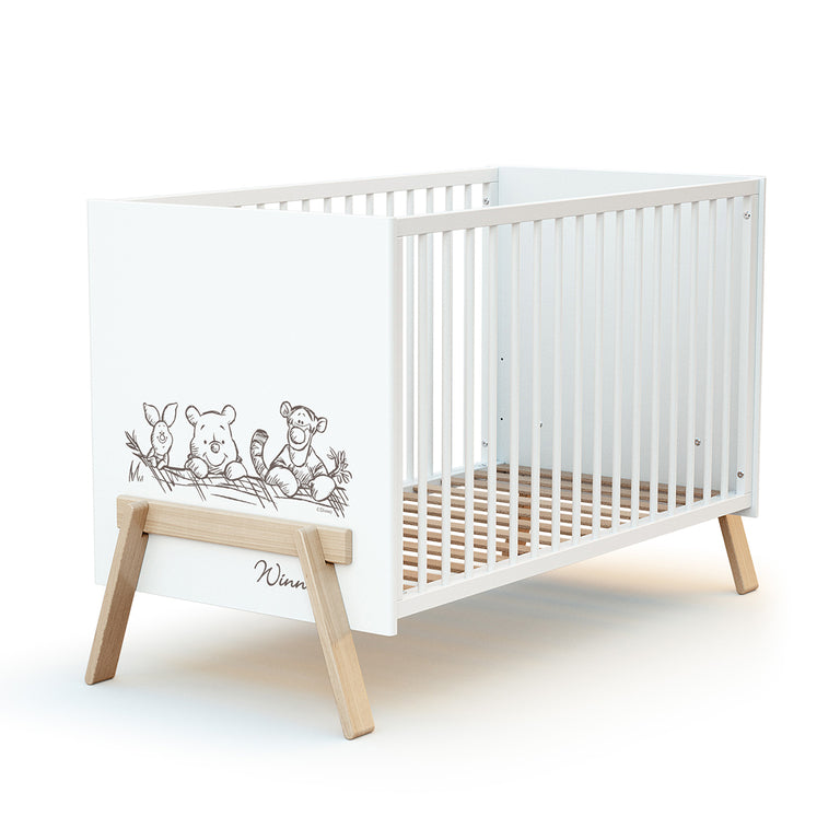 Lit bébé 60x120 AT4 Winnie Disney Blanc et hêtre - vue 2