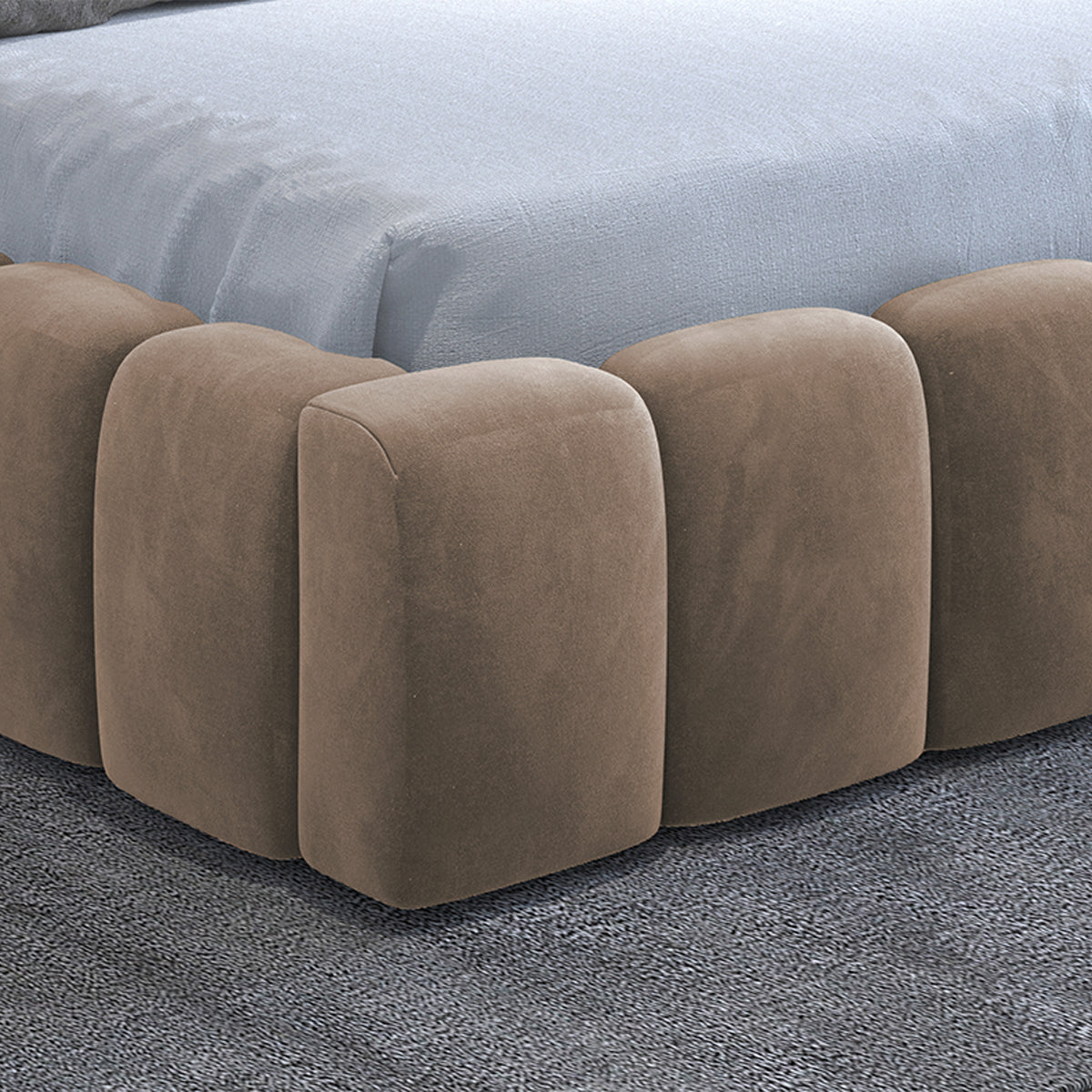 Lit coffre 180x200 sommier inclus Auria Velours Marron - vue 4