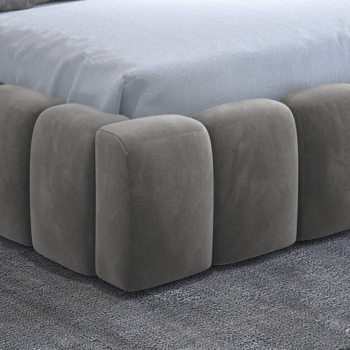 Lit coffre 180x200 sommier inclus Auria Velours Gris - vue 6