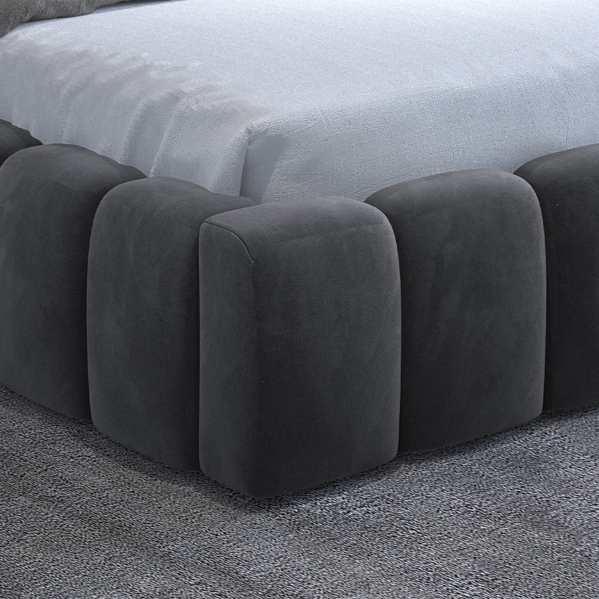 Lit coffre 160x200 sommier inclus Auria Velours Gris foncé - vue 6