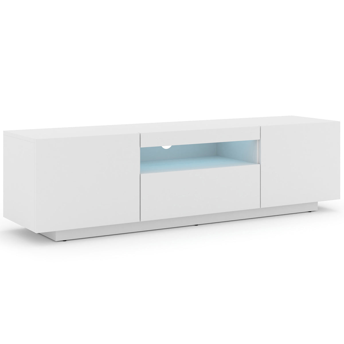 Meuble TV mural 3 portes 150 cm LED Aurus Blanc - vue 3