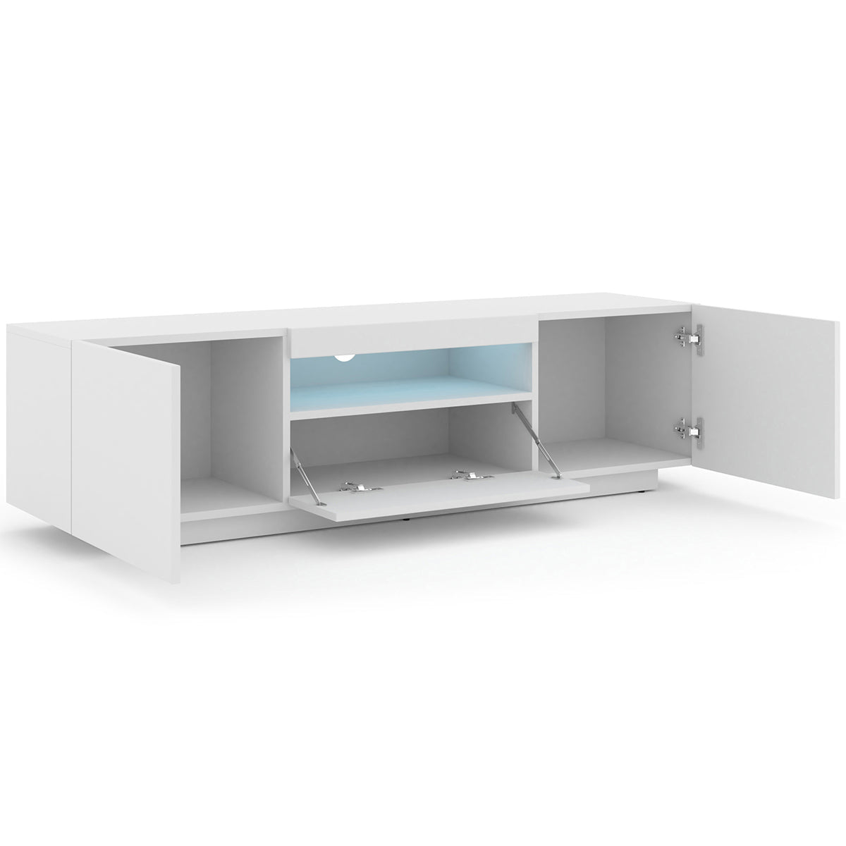 Meuble TV mural 3 portes 150 cm LED Aurus Blanc - vue 4