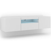 Meuble TV mural 3 portes 150 cm LED Aurus Blanc