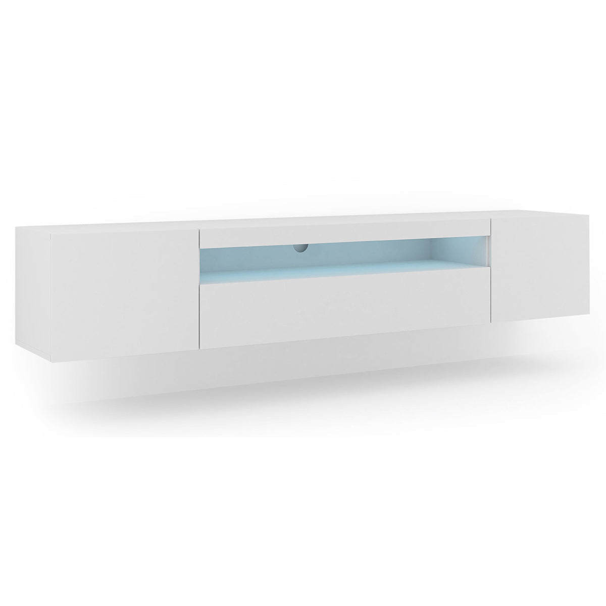 Meuble TV mural 3 portes 200 cm LED Aurus Blanc