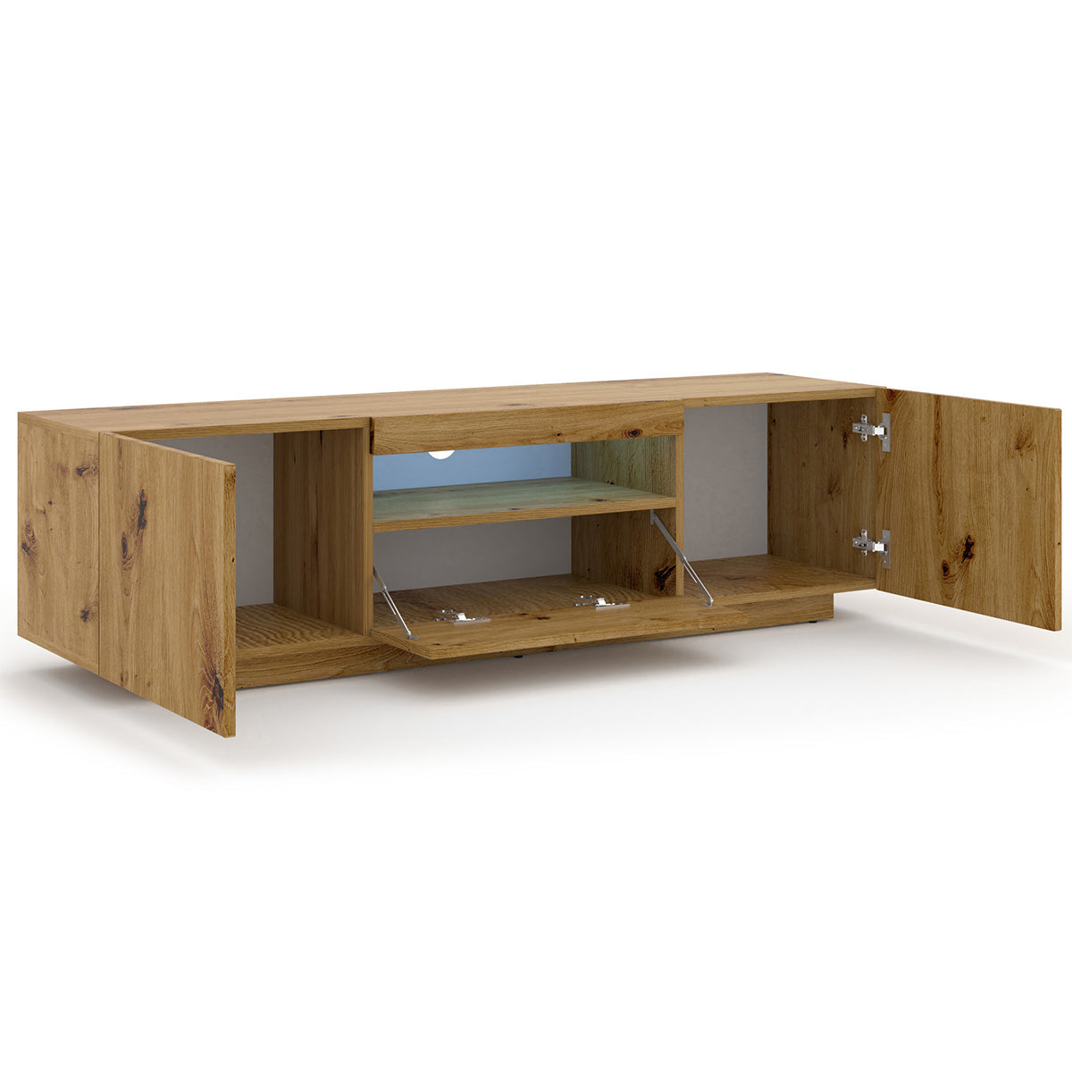 Meuble TV mural 3 portes 150 cm LED Aurus Bois - vue 4
