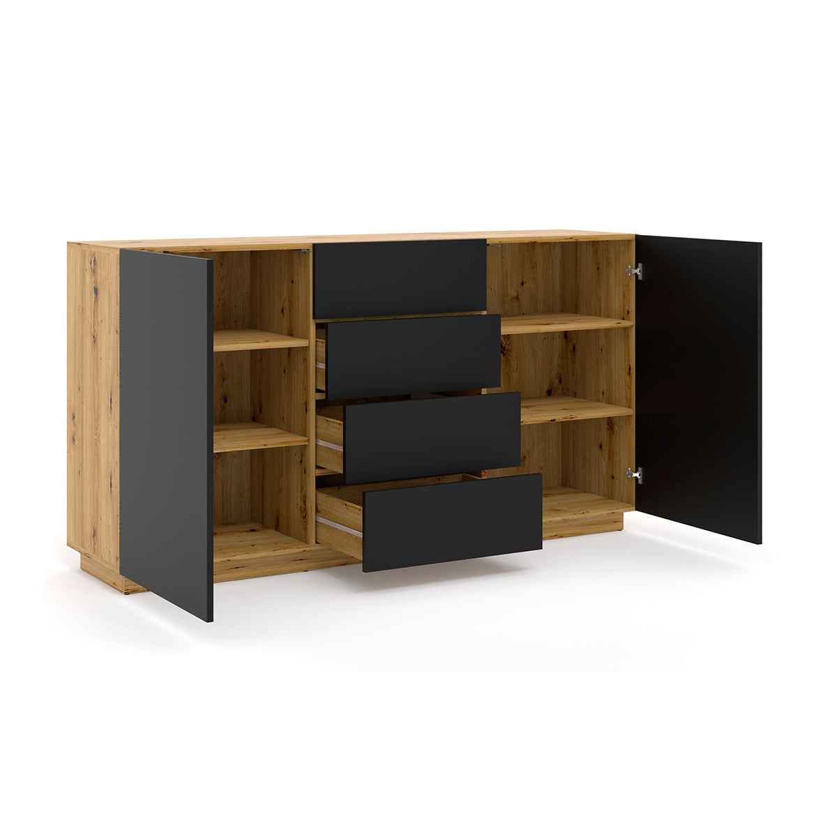 Buffet 2 portes 4 tiroirs Aurus Bois et Noir - vue 2