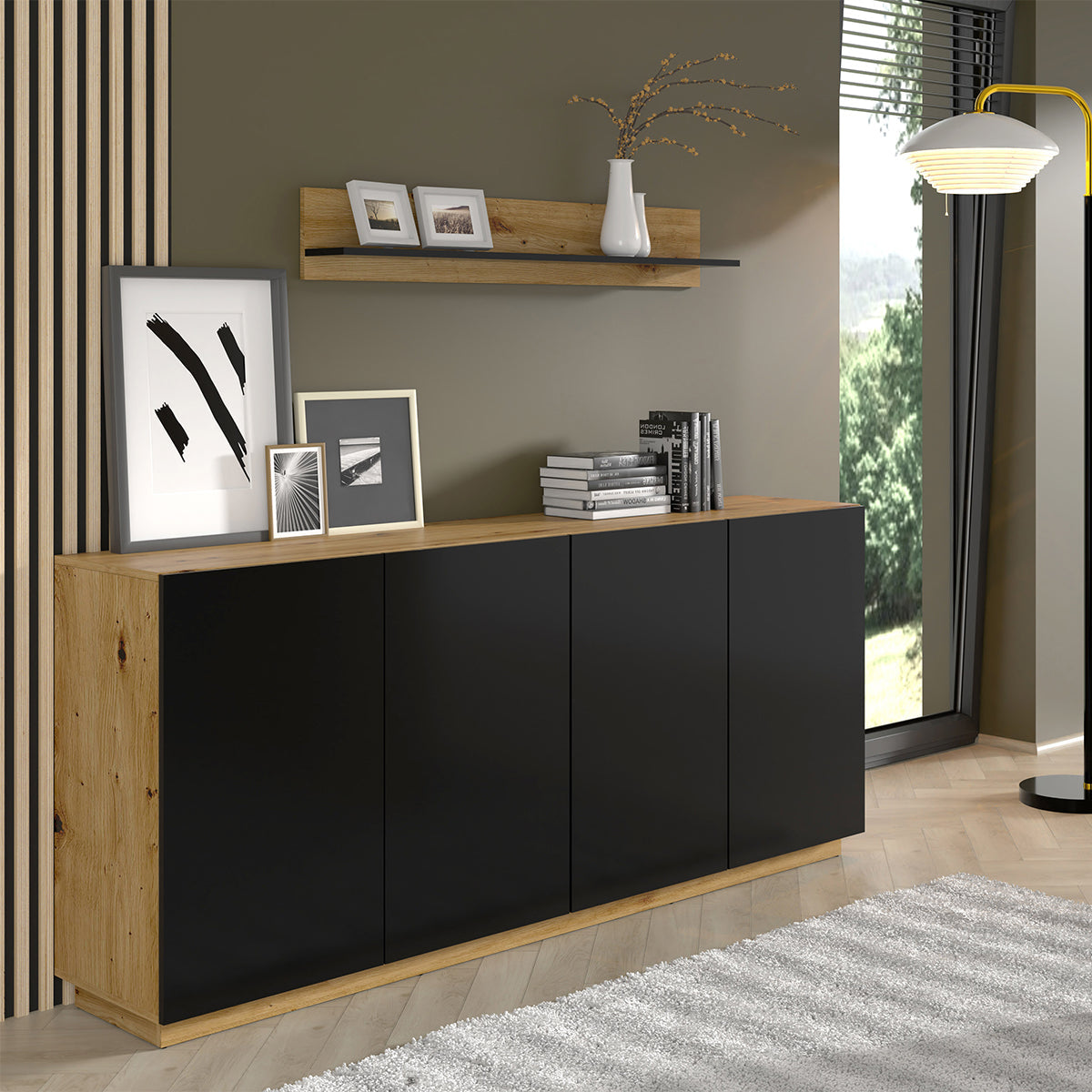 Buffet 4 portes Aurus Bois et Noir - vue 3