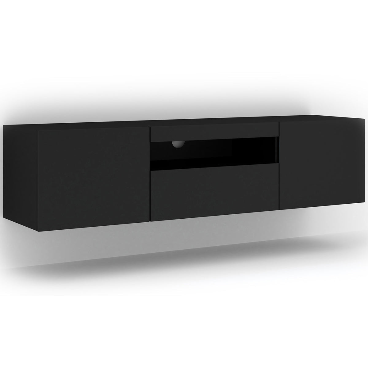 Meuble TV mural 3 portes 150 cm Aurus Noir