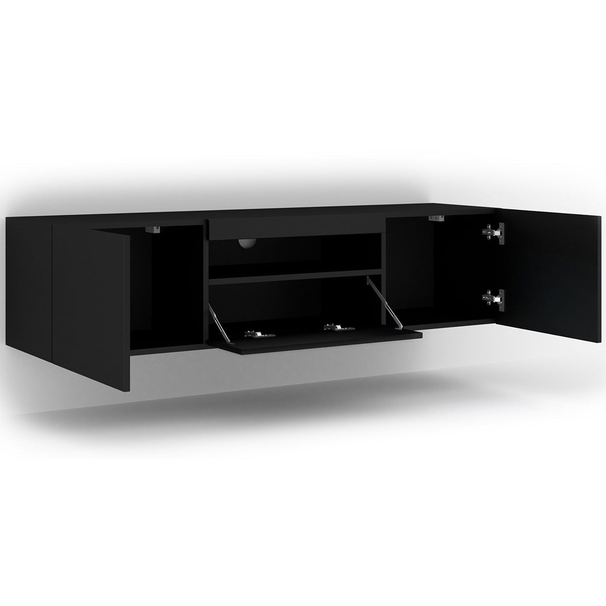 Meuble TV mural 3 portes 150 cm Aurus Noir - vue 2