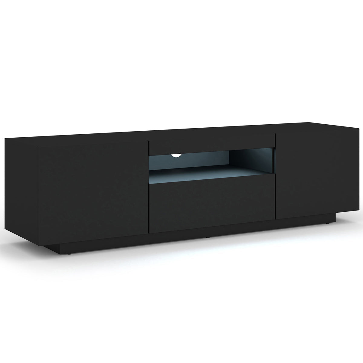 Meuble TV mural 3 portes 150 cm LED Aurus Noir - vue 3