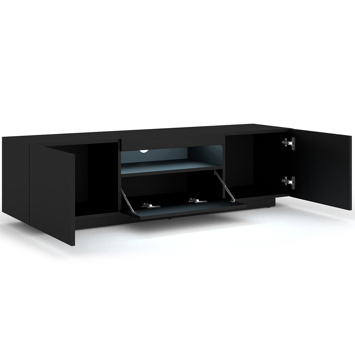Meuble TV mural 3 portes 150 cm LED Aurus Noir - vue 4