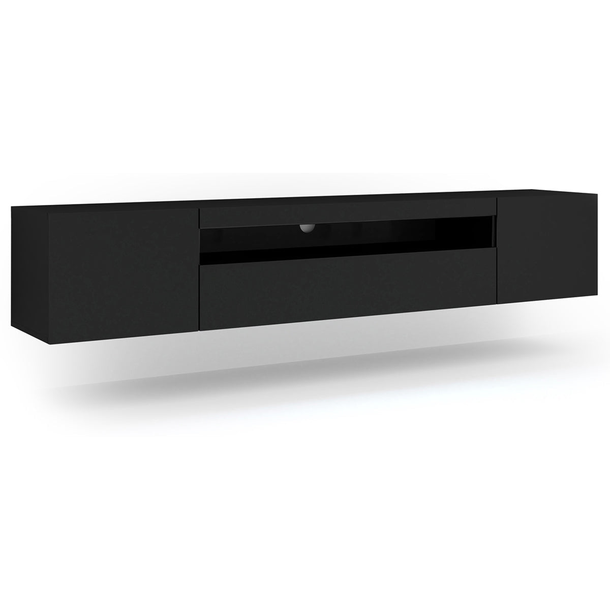 Meuble TV mural 3 portes 200 cm Aurus Noir