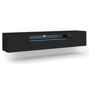 Meuble TV mural 3 portes 200 cm LED Aurus Noir