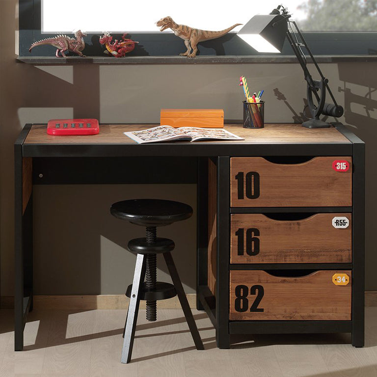 Bureau Vipack Alex - Noir et bois - vue 2