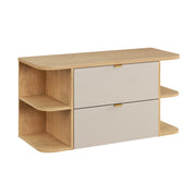 Meuble sous-vasque 100cm niches arrondies plan de toilette Azel Cachemire et Bois