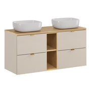 Meuble double vasque 120cm 2 niches Azel Cachemire et Bois