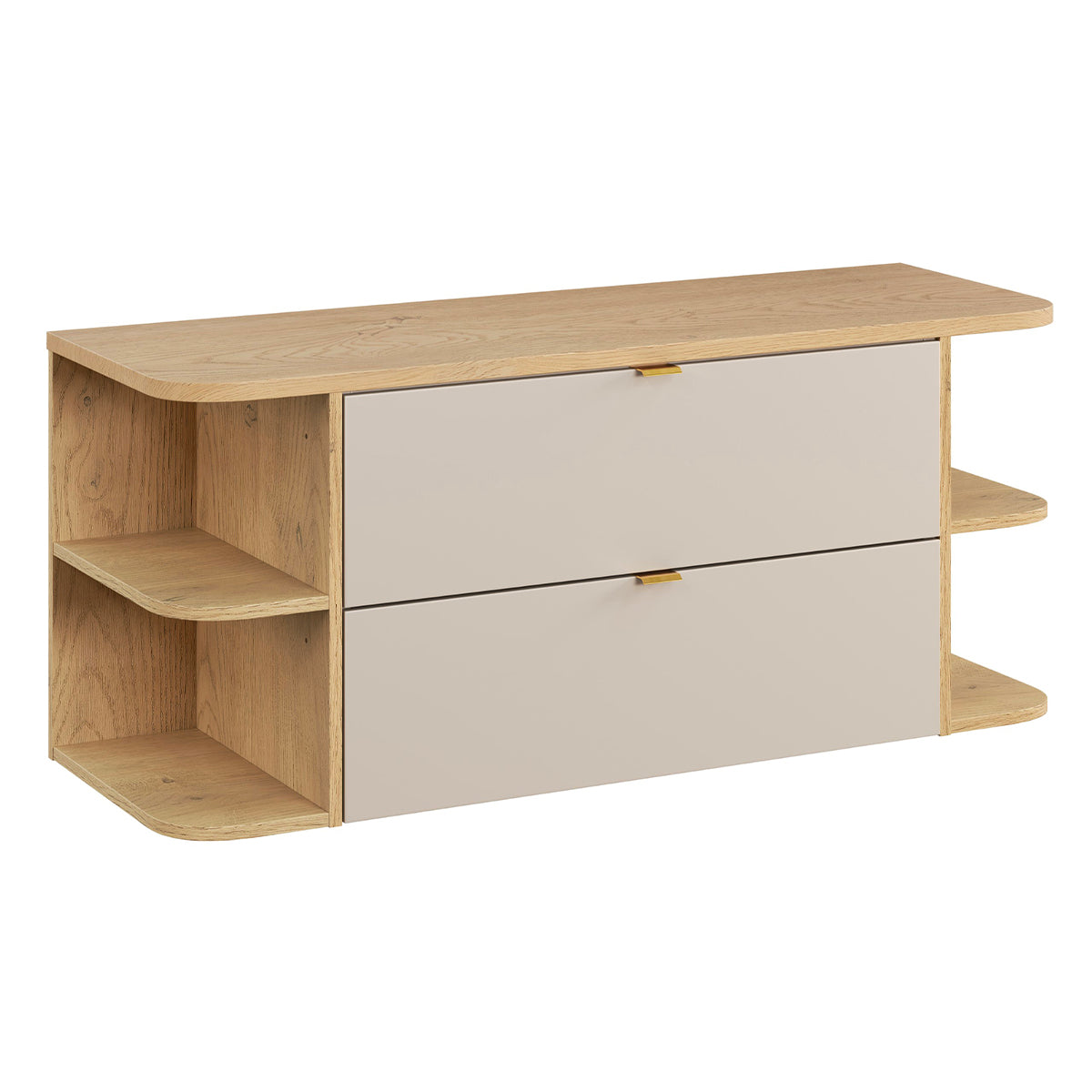 Meuble sous-vasque 120cm niches arrondies plan de toilette Azel Cachemire et Bois