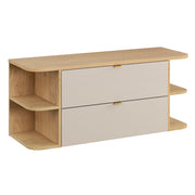 Meuble sous-vasque 120cm niches arrondies plan de toilette Azel Cachemire et Bois