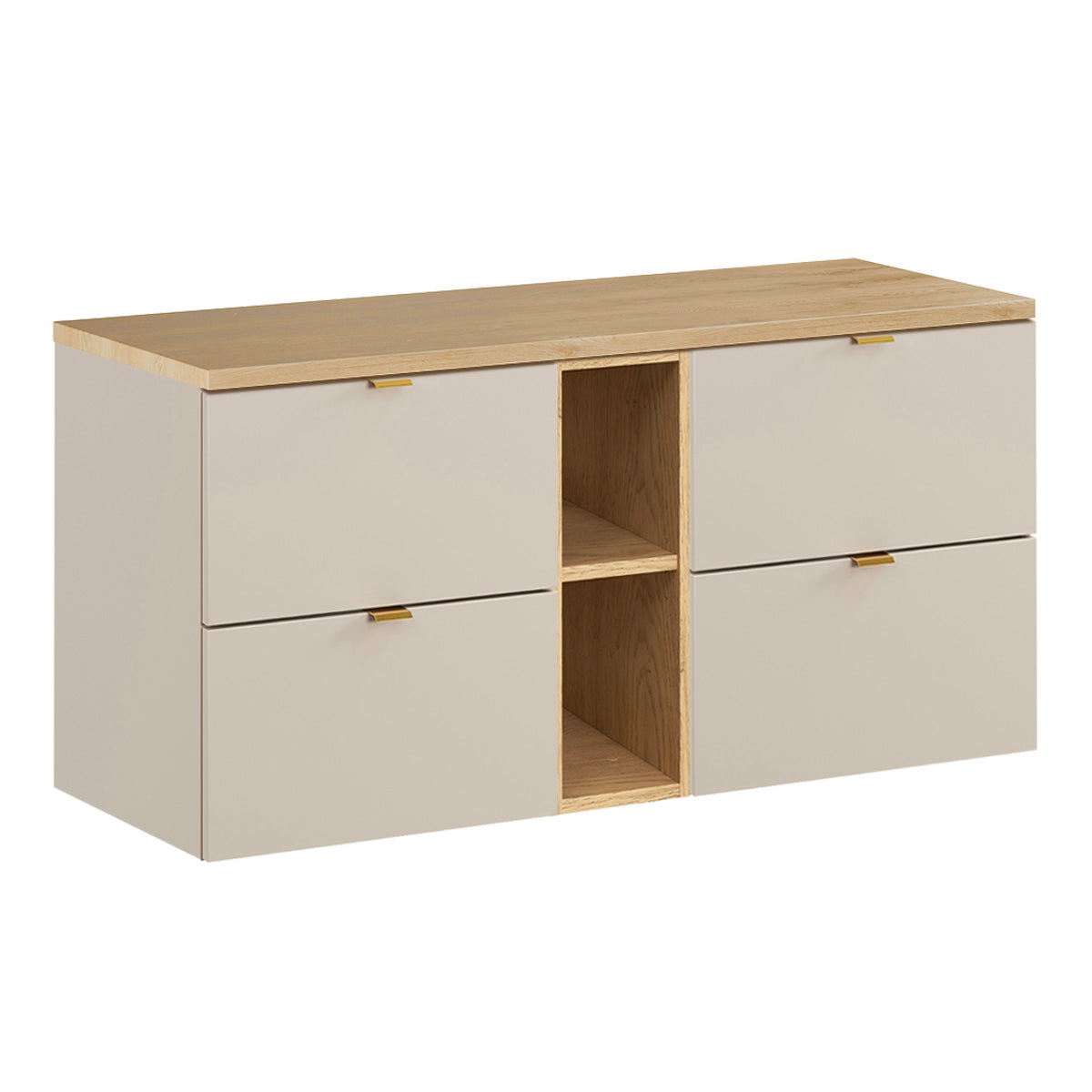 Meuble sous-vasque 120cm 2 niches Azel Cachemire et Bois