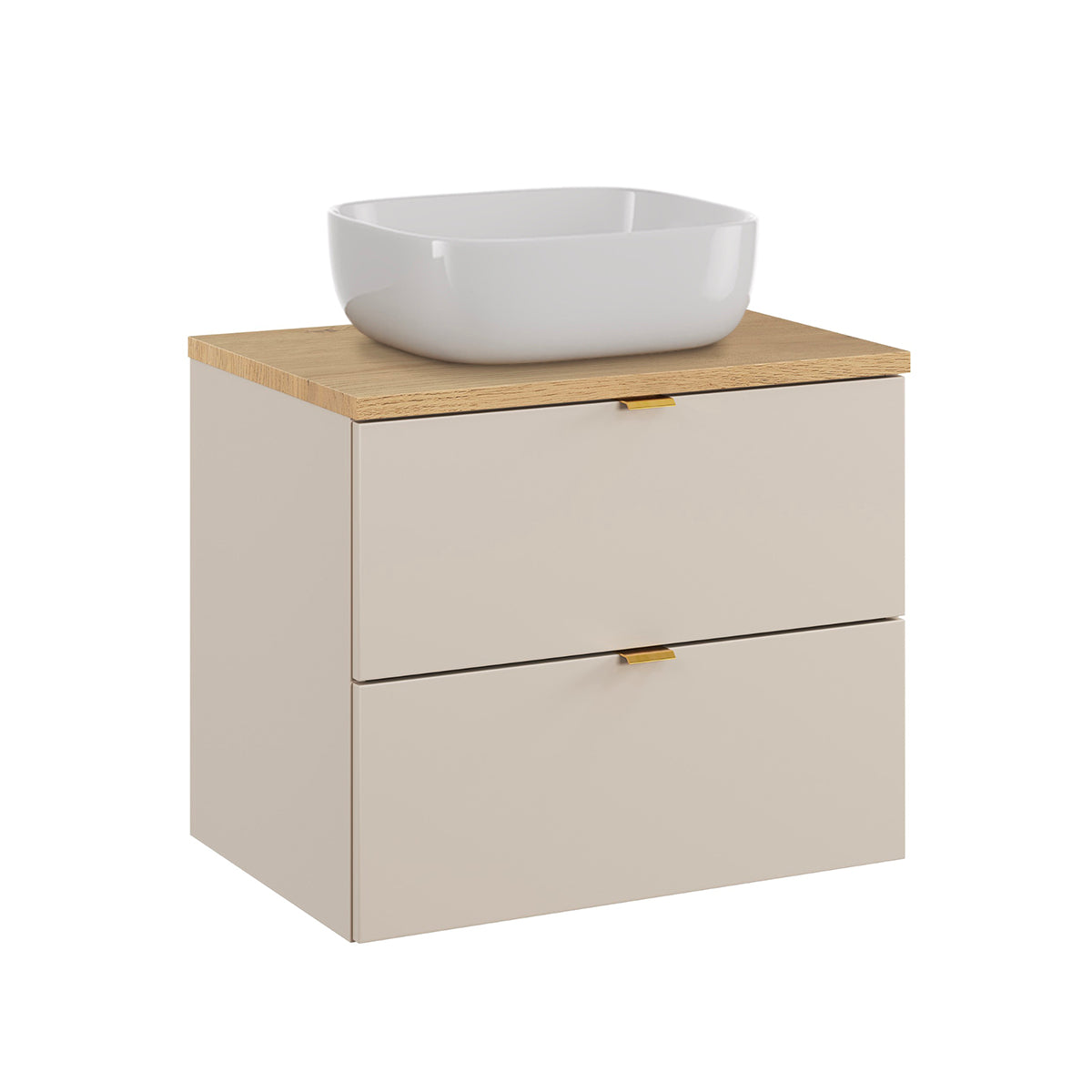 Ensemble meuble simple vasque 60cm et colonne Azel Cachemire et Bois - vue 3