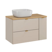 Meuble simple vasque 80cm 3 tiroirs Azel Cachemire et Bois