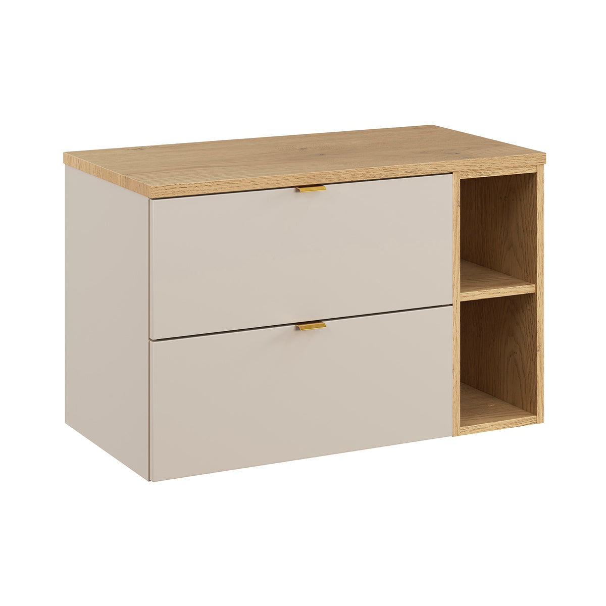 Meuble sous-vasque 80cm 2 niches Azel Cachemire et Bois