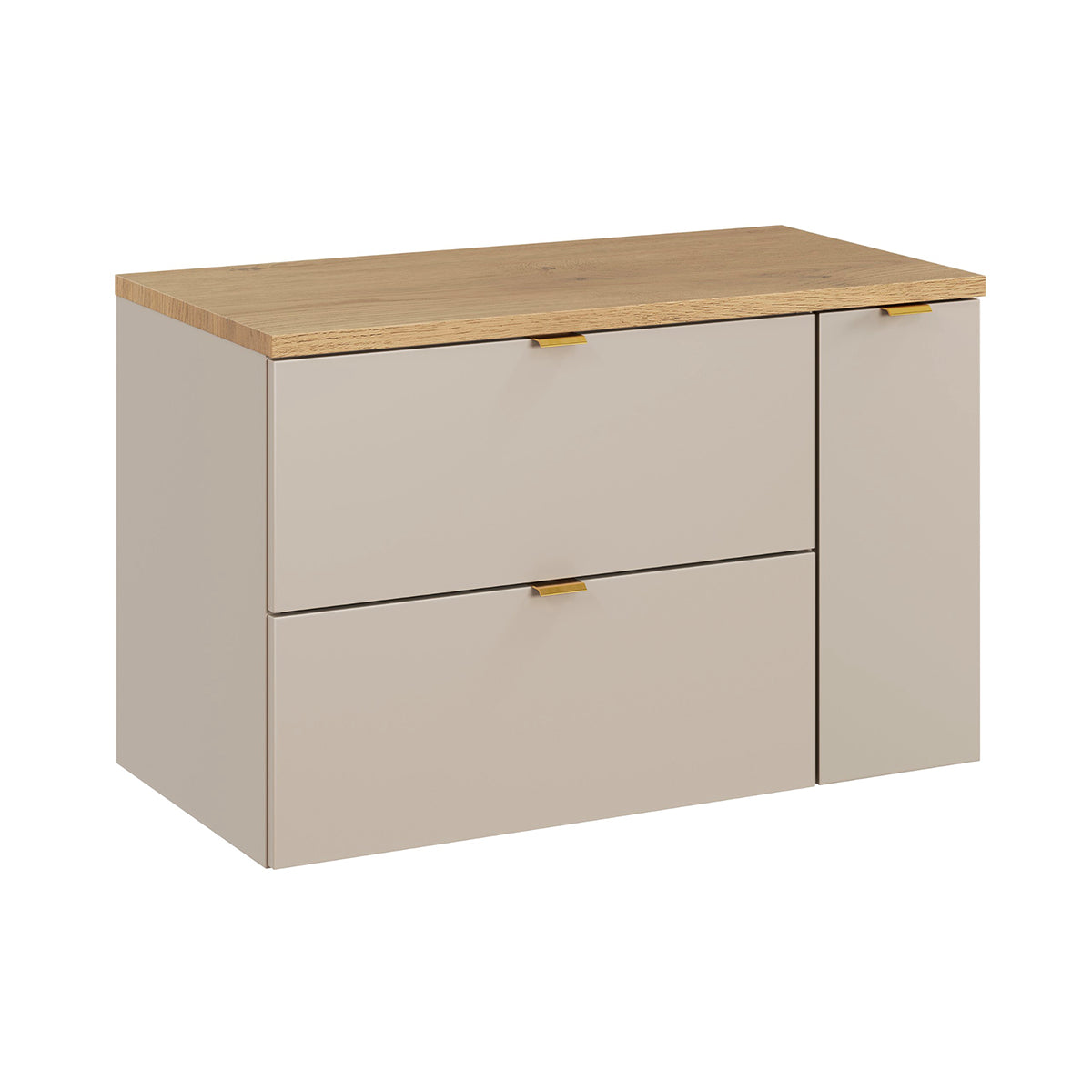 Meuble sous-vasque 80cm 3 tiroirs Azel Cachemire et Bois