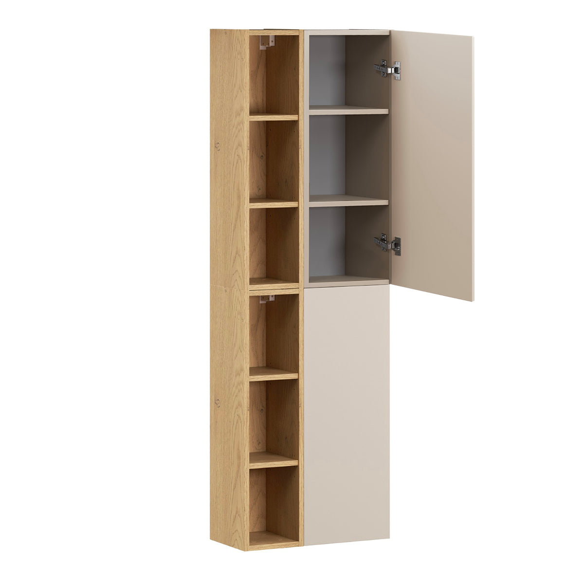 Ensemble meuble double vasque encastrée 120cm et colonne Azel Cachemire et Bois - vue 5