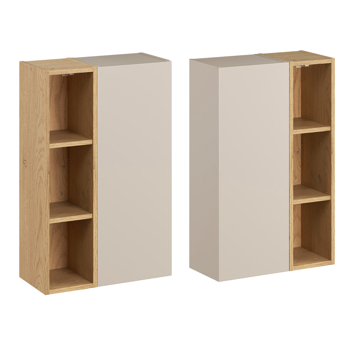 Ensemble meuble simple vasque 80cm 3 tiroirs et colonne Azel Cachemire et Bois - vue 10