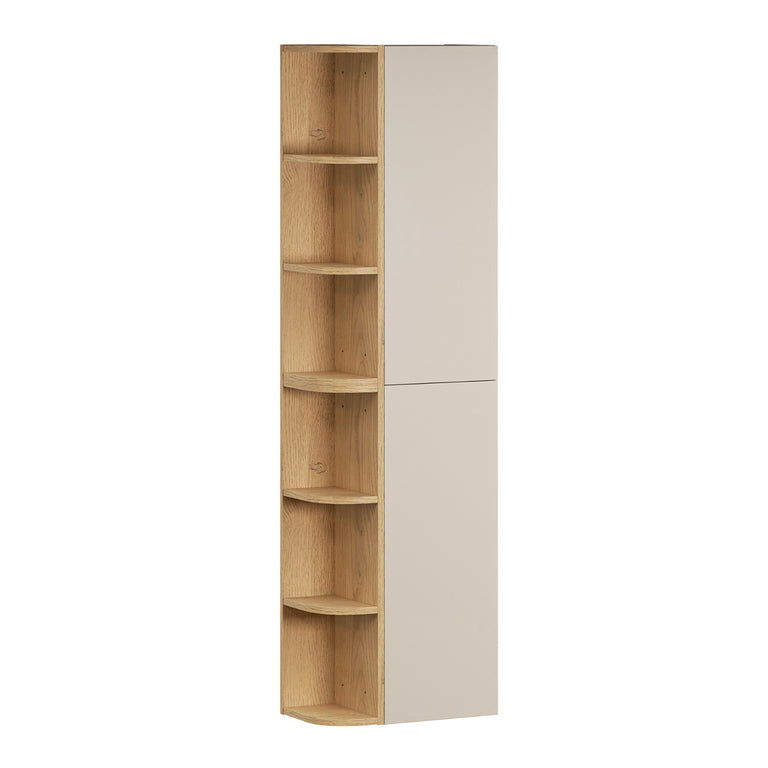 Ensemble meuble simple vasque 120cm 3 tiroirs colonne et miroir LED Azel Cachemire et Bois - vue 6