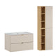 Ensemble meuble simple vasque encastrée 80cm et colonne Azel Cachemire et Bois