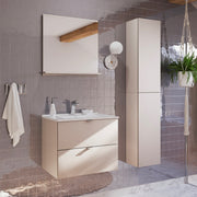 Ensemble meuble simple vasque encastrée 60cm et colonne Azel Cachemire