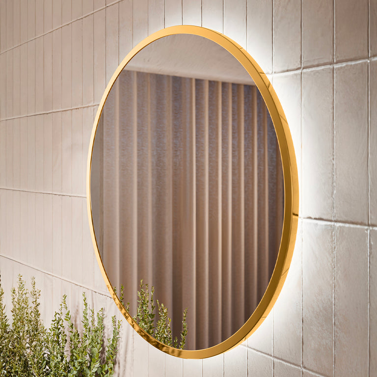 Ensemble meuble simple vasque 120cm 3 tiroirs colonne et miroir LED Azel Cachemire et Bois - vue 8