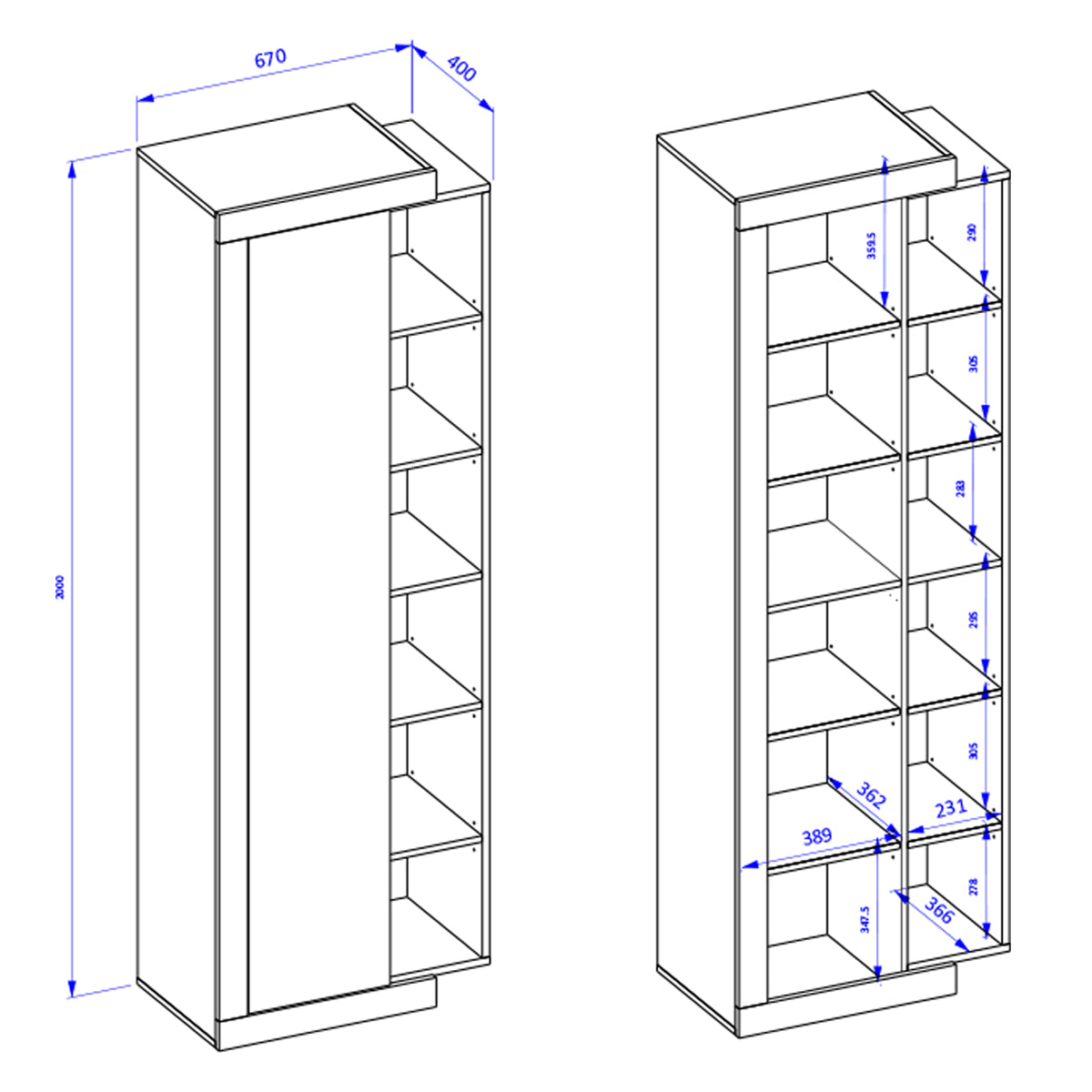Armoire 1 porte Azior Blanc et Bois - vue 5