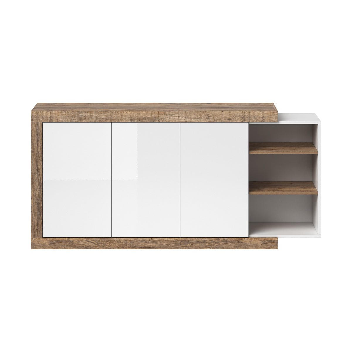 Buffet 3 portes Azior Blanc et Bois - vue 3