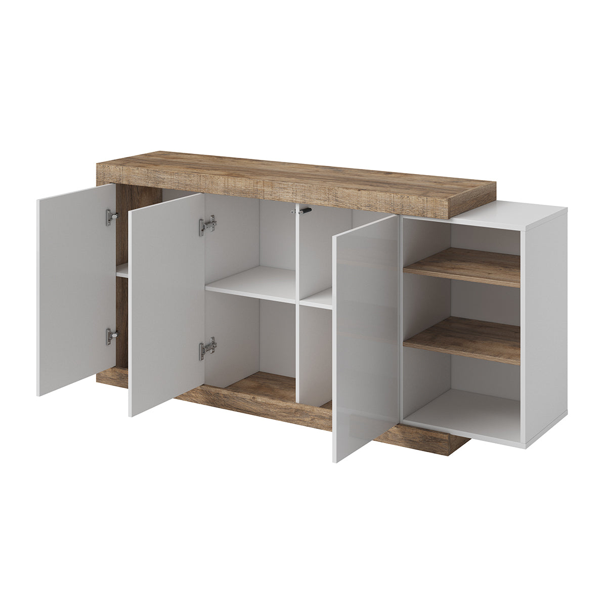 Buffet 3 portes Azior Blanc et Bois - vue 2