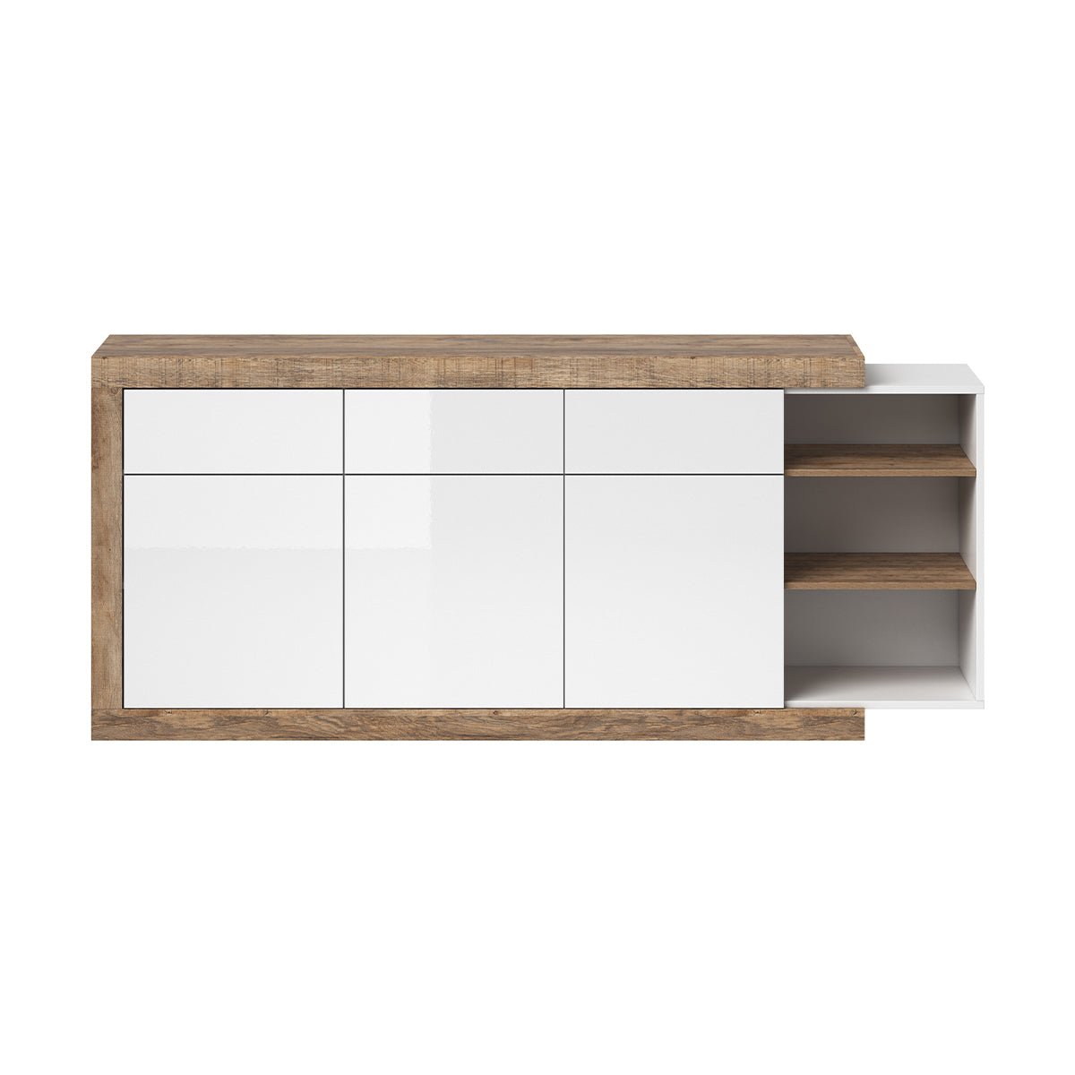 Buffet 3 portes 3 tiroirs Azior Blanc et Bois - vue 2