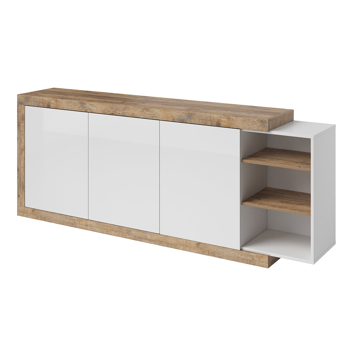Buffet long 3 portes Azior Blanc et Bois
