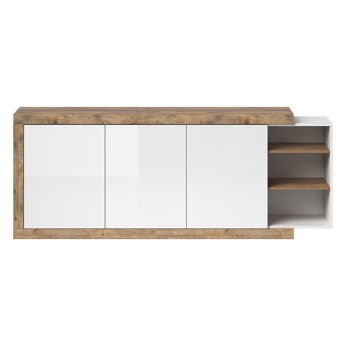 Buffet long 3 portes Azior Blanc et Bois - vue 2